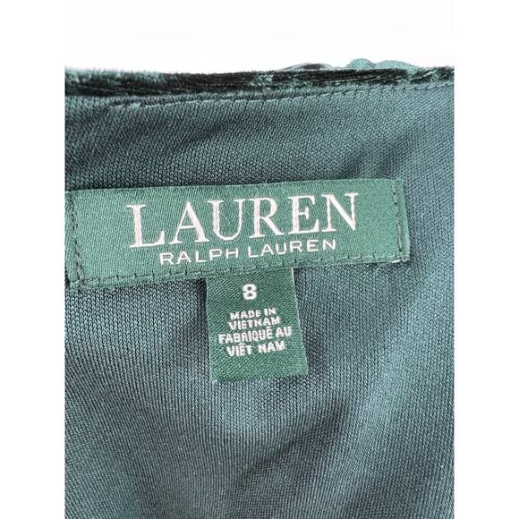 LAUREN RALPH LAUREN Green Crushed Velvet Dress Goth Whimsigoth Elegant Wedding 8 - Picture 9 of 11